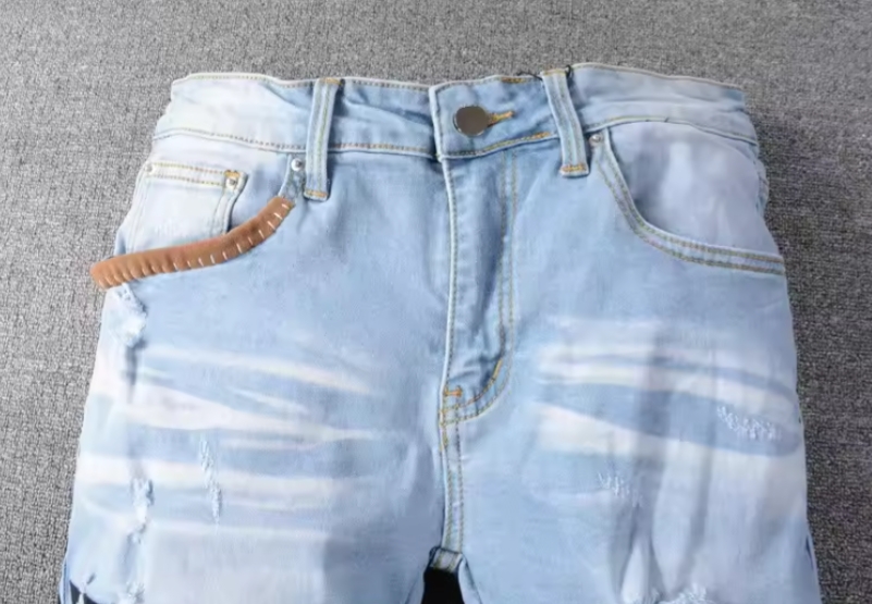 retro washed denim pants